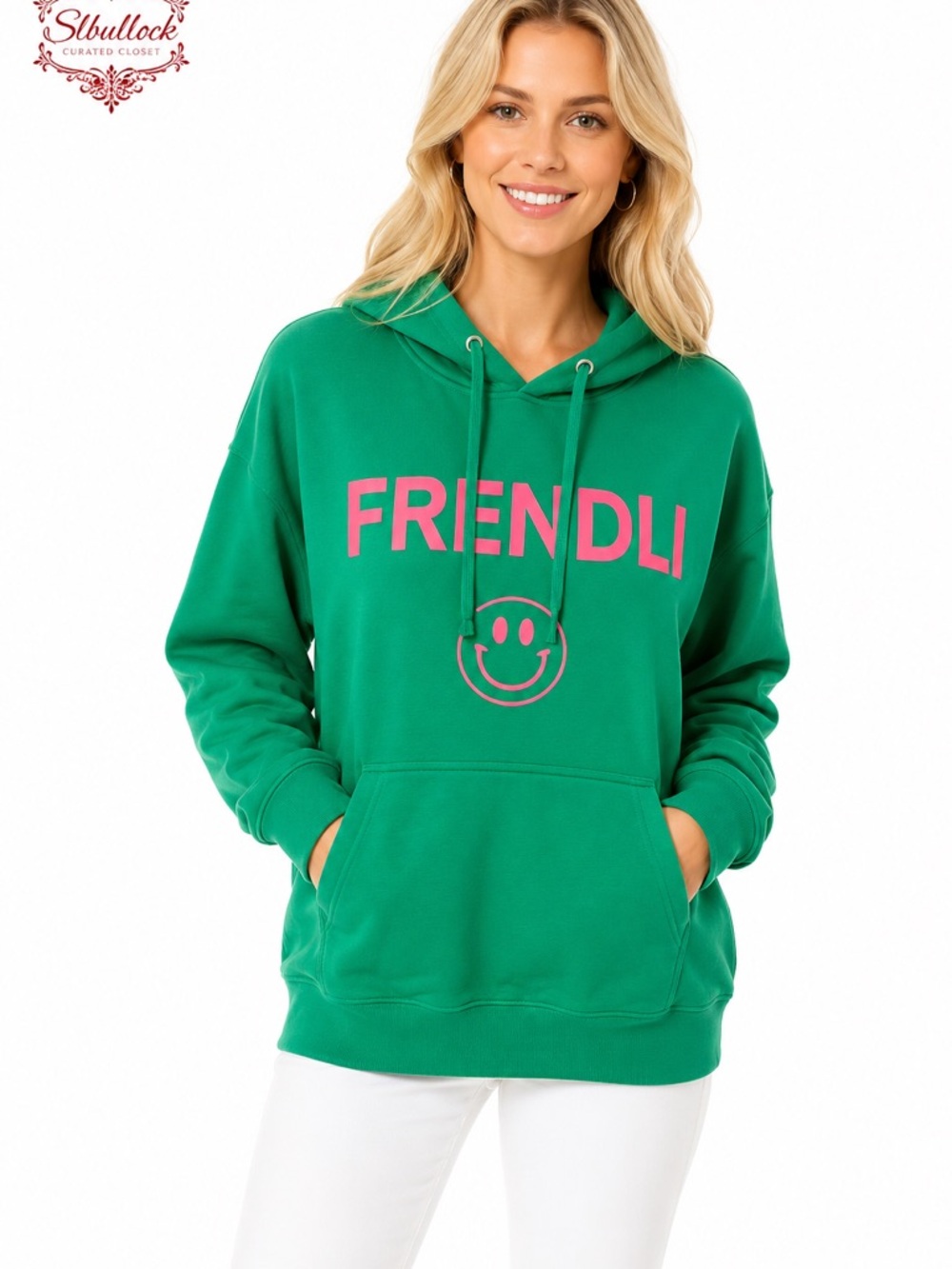 T4 LA/TC One Size Green Graphic Hoodie Raised Bubble Logo Kangaroo Pocket NWOT